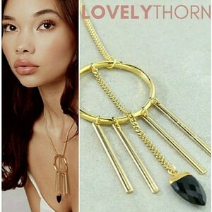 VANESSA MOONEY // ltd ed honor gold chain detail drop necklace onyx stone